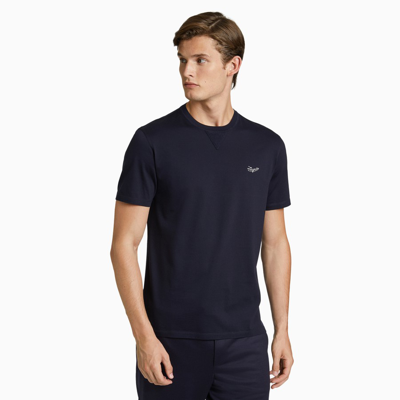 Shop Ermenegildo Zegna Short Sleeve Navy T-shirt In Blue