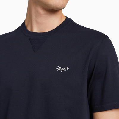 Shop Ermenegildo Zegna Short Sleeve Navy T-shirt In Blue