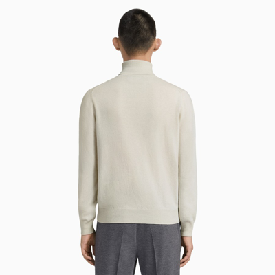 Shop Ermenegildo Zegna White Cashmere Turtle Neck Sweater