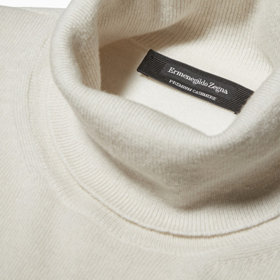 Shop Ermenegildo Zegna White Cashmere Turtle Neck Sweater