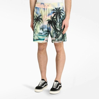 Palm Angels Paradise Print Drawstring Mesh Shorts In Multicolor