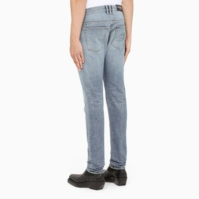 Shop Balmain Logo-patch Slim Jeans In Blue