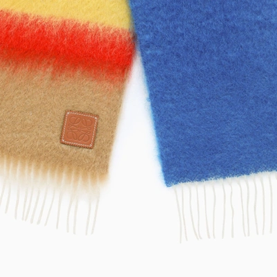 Shop Loewe Camel/blue Colour-block Scarf In Beige