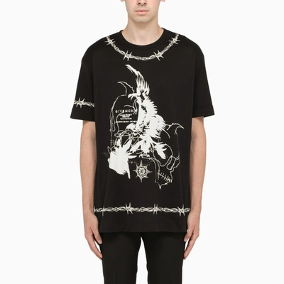 Shop Givenchy Black T-shirt With Contrasting Gothic Print