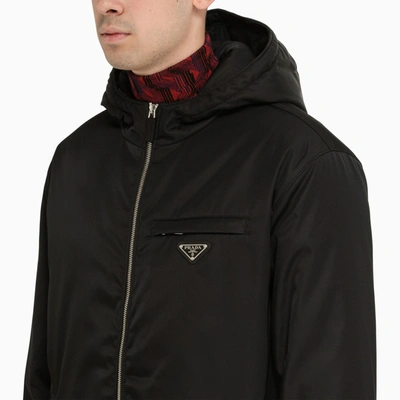 Shop Prada Black Padded Hooded Jacket