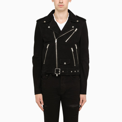 Shop Amiri Black Short Leather Jacket