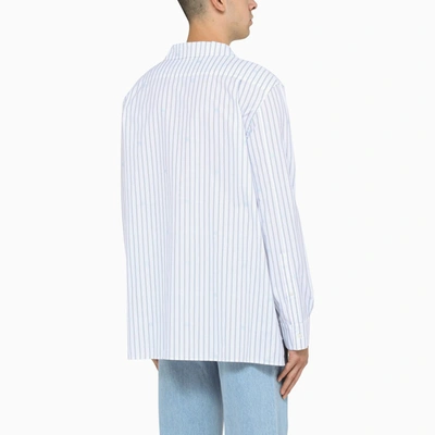 Shop Loewe Striped Casual Shirt In Light Blue