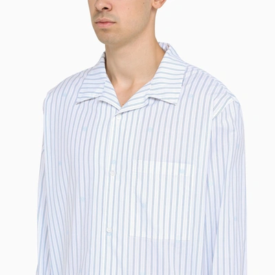 Shop Loewe Striped Casual Shirt In Light Blue