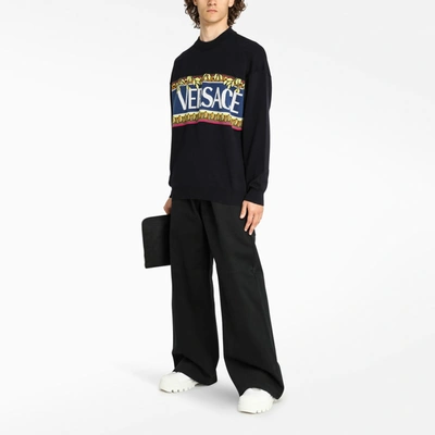 Shop Versace Sweatshirt Crew-neck In Blue