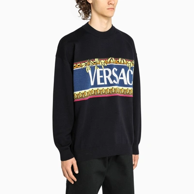 Shop Versace Sweatshirt Crew-neck In Blue