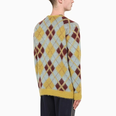 Shop Needles Multicolour Diamond Pattern Cardigan In Yellow