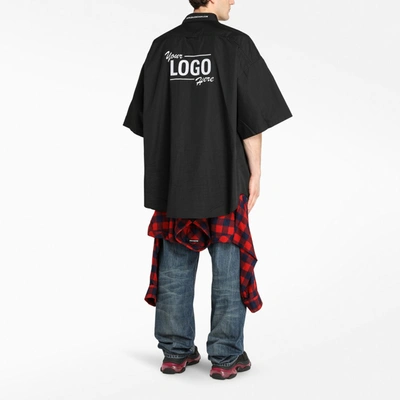 Shop Balenciaga Black Your Logo Here Oversized Shirt