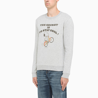 Shop Saint Laurent Grey Snoopu Crew-neck Sweatshirt