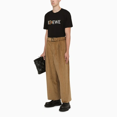 Shop Loewe Black T-shirt With Logo And Flower Patch