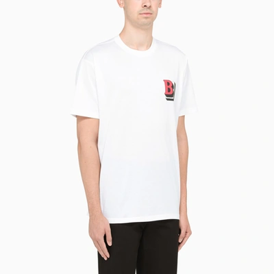 Shop Burberry White T-shirt With Contrasting Logo