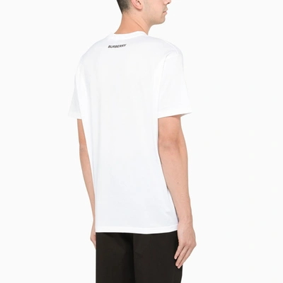 Shop Burberry White T-shirt With Contrasting Logo