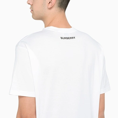 Shop Burberry White T-shirt With Contrasting Logo