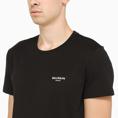 Shop Balmain Black T-shirt With Contrasting Logo Lettering