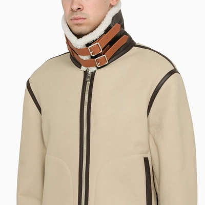 Shop Loewe Aviator Jacket In Shearling In White