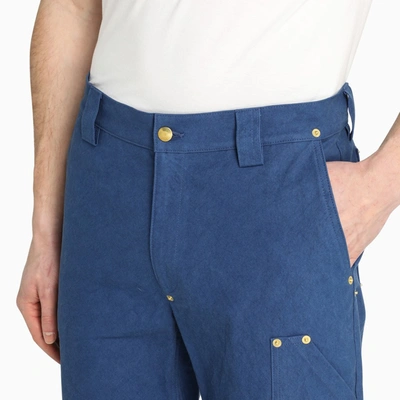 Shop Phipps Navy Cargo Trousers With Metal Inlays In Blue