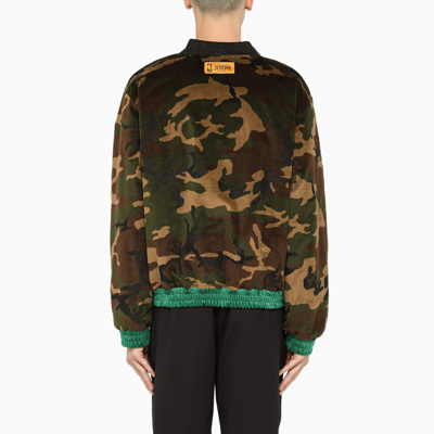 Shop Just Don Black/green/camouflage Reversible Varsity Jacket