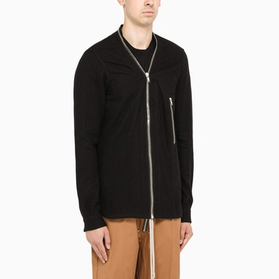 Shop Rick Owens Black All-around Zip Shirt