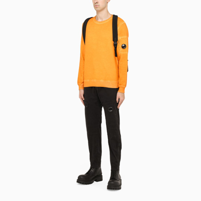 Shop C.p. Company Yellow Crewneck Sweatshirt In Orange