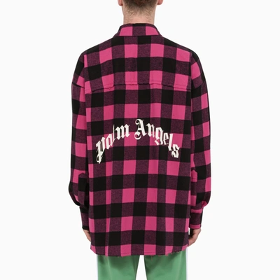 Shop Palm Angels Fuchsia Shirt With Check Print In ["black"/ "multicolor"/ "pink"]