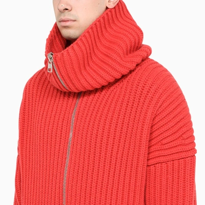 Shop Alexander Mcqueen Red Turtle Neck Zipped Pullover