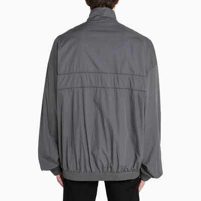 Shop Balenciaga Grey Field Jacket With Logo Embroidery