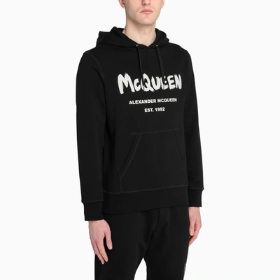 Shop Alexander Mcqueen Black Logoed Hoodie