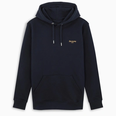 Shop Harmony Paris Blue Navy Logoed Hoodie