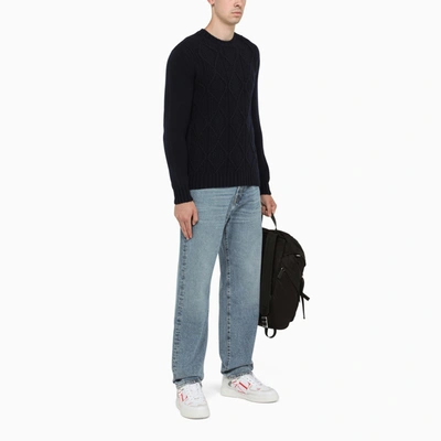 Shop Drumohr Blue Argyle Knit-trim Sweater