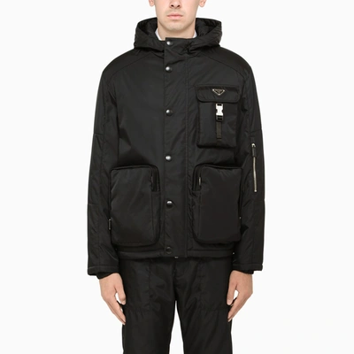 Prada Men's Re-nylon Hooded Cargo Jacket In Black | ModeSens
