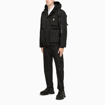 Prada Men's Re-nylon Hooded Cargo Jacket In Black | ModeSens