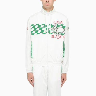 Shop Casablanca White And Green Hoodie In Print