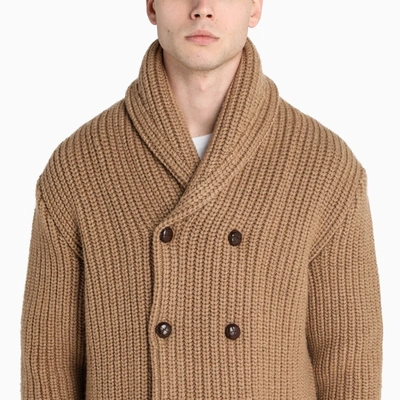 Shop Alanui Camel Knit Cardigan In Beige