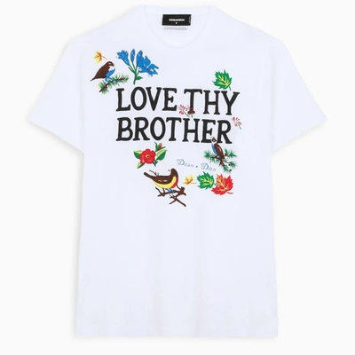 Shop Dsquared2 White Love Thy Brother T-shirt