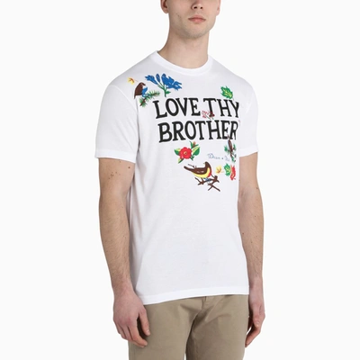 Shop Dsquared2 White Love Thy Brother T-shirt