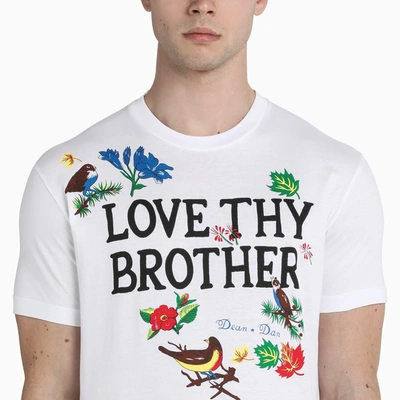 Shop Dsquared2 White Love Thy Brother T-shirt