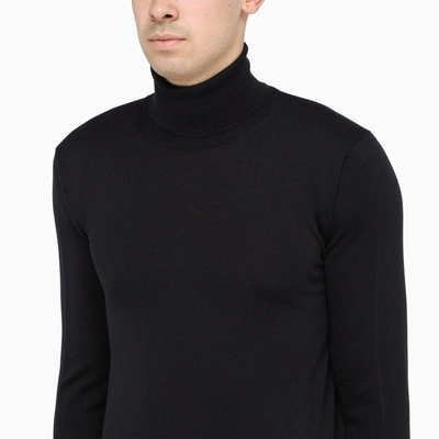 Shop Roberto Collina Navy Turtleneck Pullover In Blue