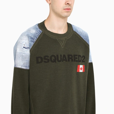 Shop Dsquared2 Military Green Sweatshirt With Contrasting Logo Lettering