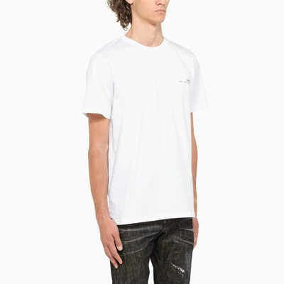 Shop Apc White T-shirt With Contrasting Logo Lettering