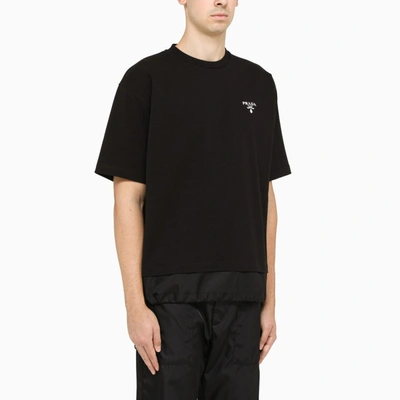 Black T-shirt With Contrasting Trim And Logo