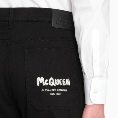 Shop Alexander Mcqueen Black Logoed Regular Jeans