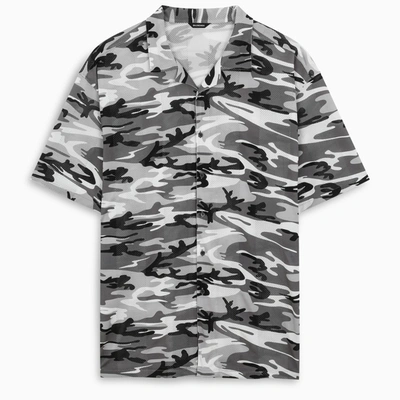 Shop Balenciaga Grey Camou Print Shirt