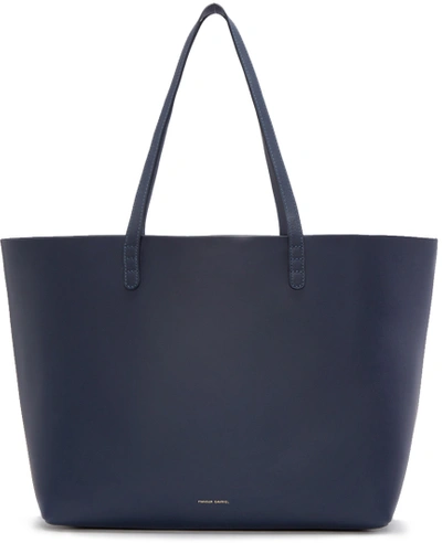 Mansur Gavriel Navy-lined Large Leather Tote Bag In Blu
