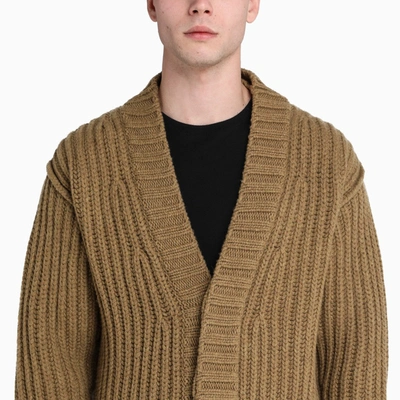 Shop Ferragamo Khaki Green Over Cardigan In Beige