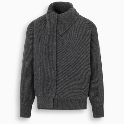 Shop Alexander Mcqueen Dark Grey Scarf-neck Sweater
