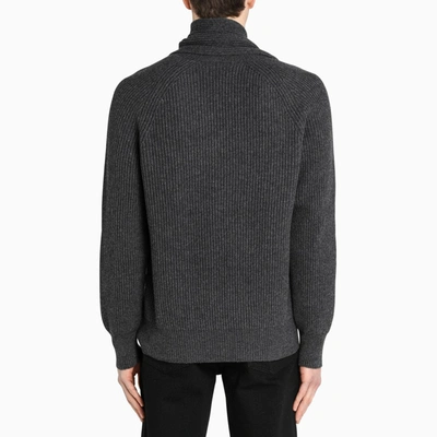 Shop Alexander Mcqueen Dark Grey Scarf-neck Sweater